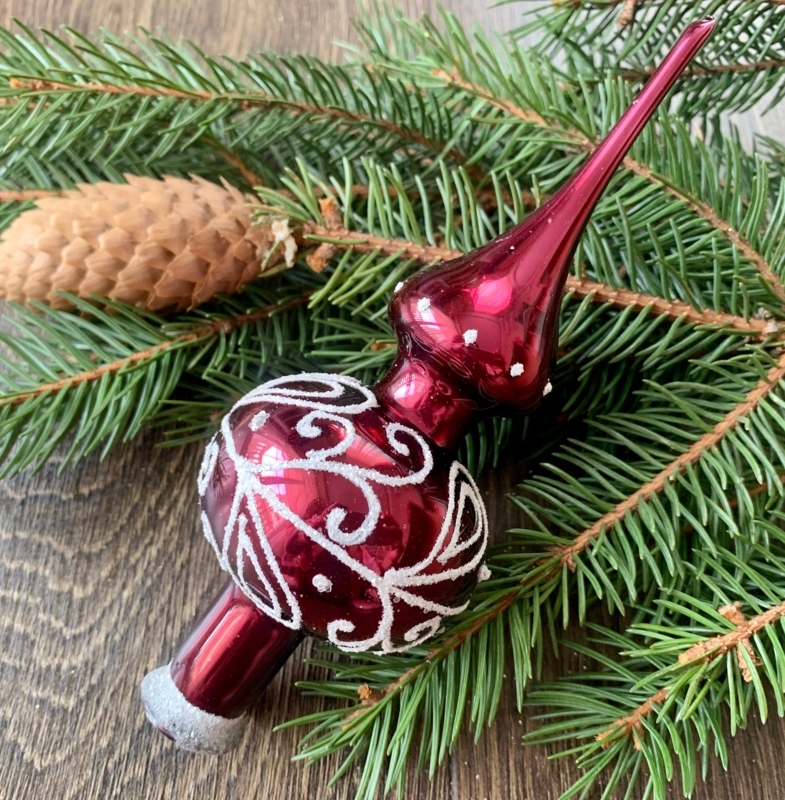 Tree Topper Blown Glass Spire Indented Reflectors Gold Finish