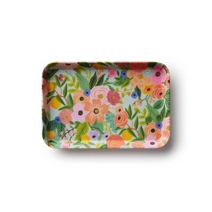 Trinket Tray Floral Pattern Gold Toned Rim Dark Green Base