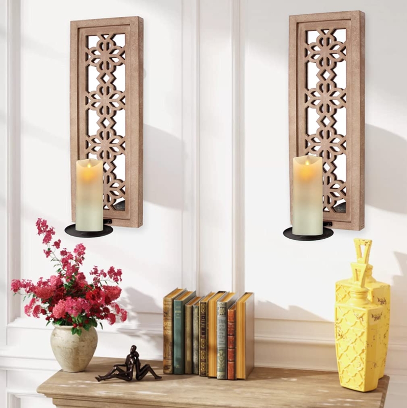 Turned Pedestal Pillar Candle Holder Matte Natural Finish Wood Toned