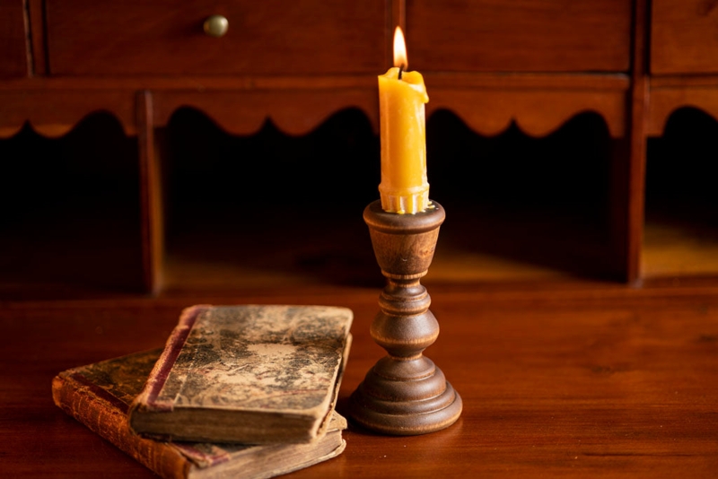 Turned Wood Candlestick Pair Dark Mahogany Stain Traditional