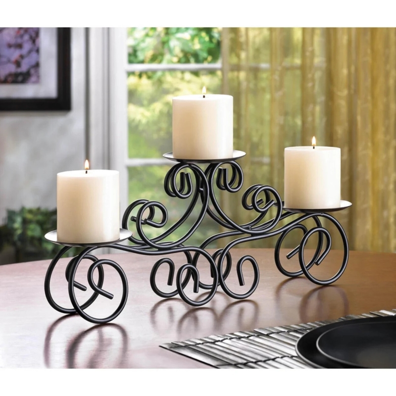 Tuscan Style Candle Centerpiece: Scrolled Iron, Faux Grapes, Votives