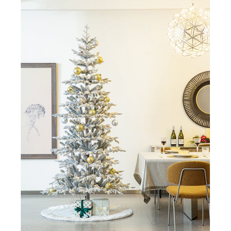 Twinkling Pre-Lit 10 Foot Slender Flocked Fir Christmas Tree