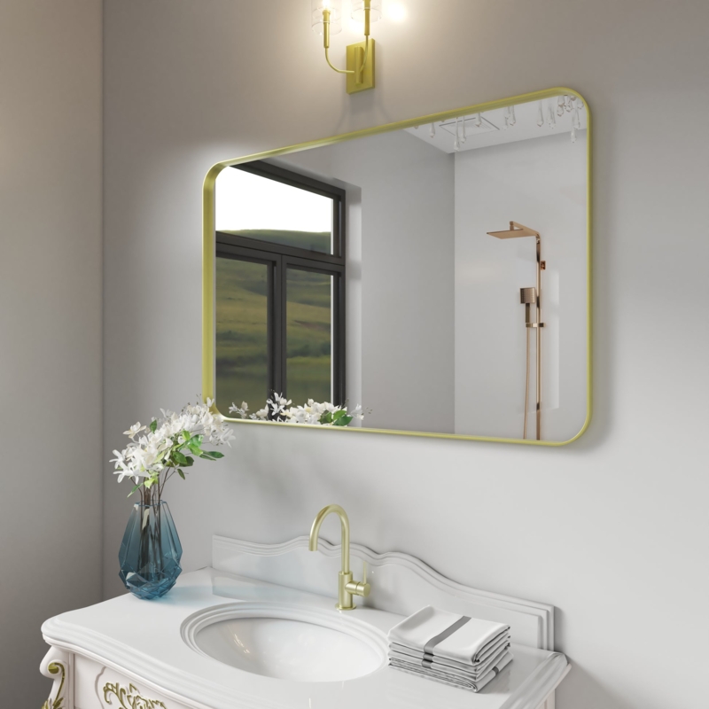 Ultra Thin Matte Black Wall Mirror, Streamlined Bathroom Vanity Decor