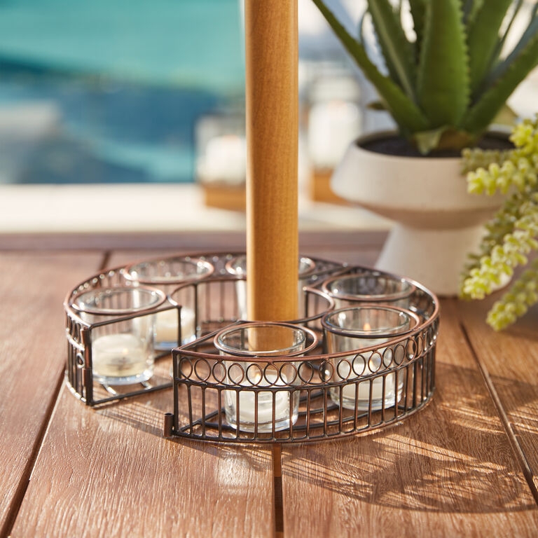 Umbrella Stand: Antique Bronze with Whimsical Tealight Holders