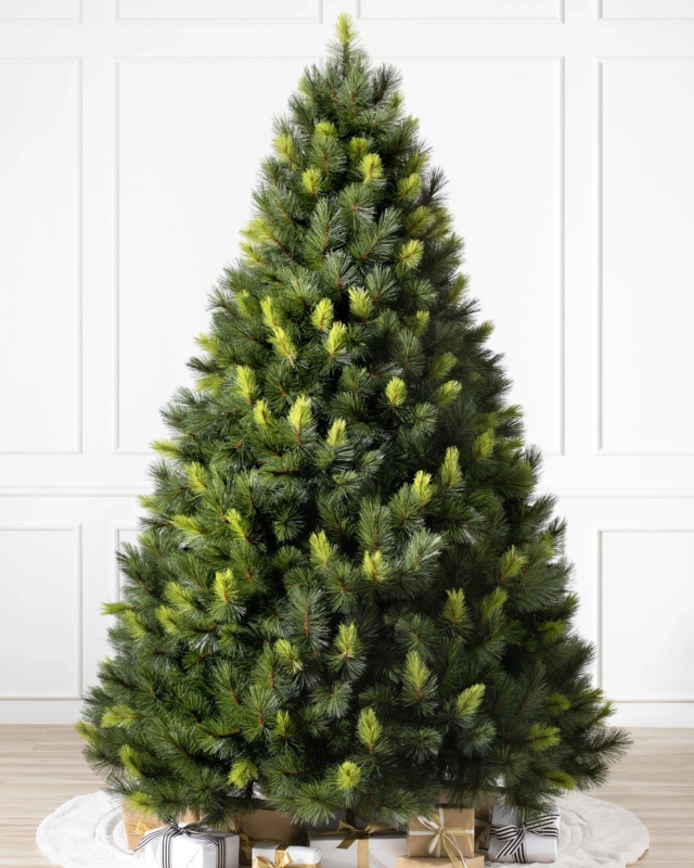 Unlit Artificial Christmas Tree with Full Foliage Design and Metal Stand