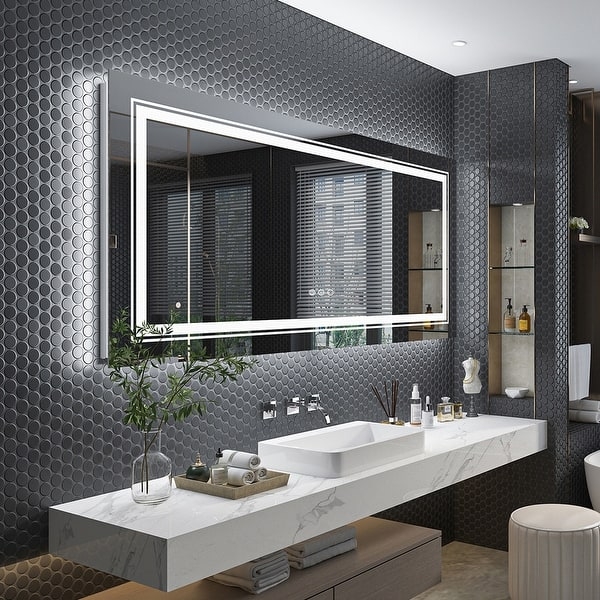 Vanity Mirror, Dual LED, Horizontal Oversized. Large Horizontal Lighting. (71 chars)