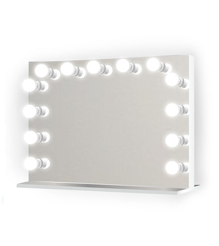 Vanity Mirror Green Frame Rounded Corners Hollywood Style Bulbs