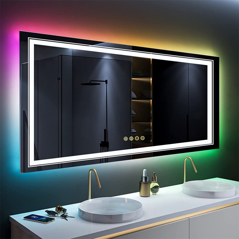 Vanity Mirror, RGB Backlighting, Touch Sensor Glass. Modern RGB Backlit. (73 chars)