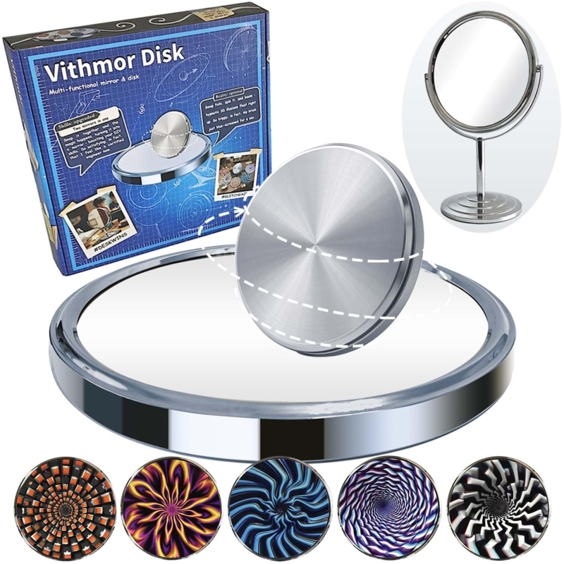 Vanity Mirror Spinning Mechanism Polished Chrome Pedestal Base