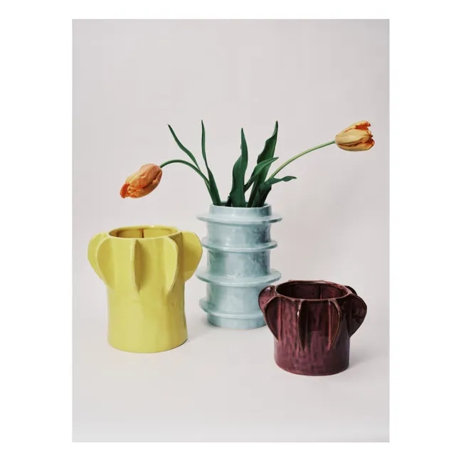 Vase Matte Textured Ceramic Organic Silhouette Sculptural Form Tall