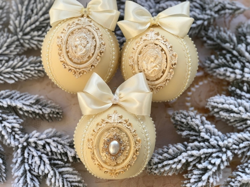 Velvet Ball Ornament Gold Filigree Pearl Accents Victorian Holiday Decor