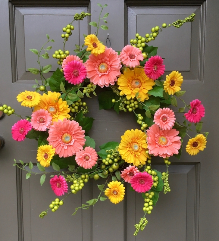Vibrant Palette Wreath, Cheerful Cottage Style Entryway Decor