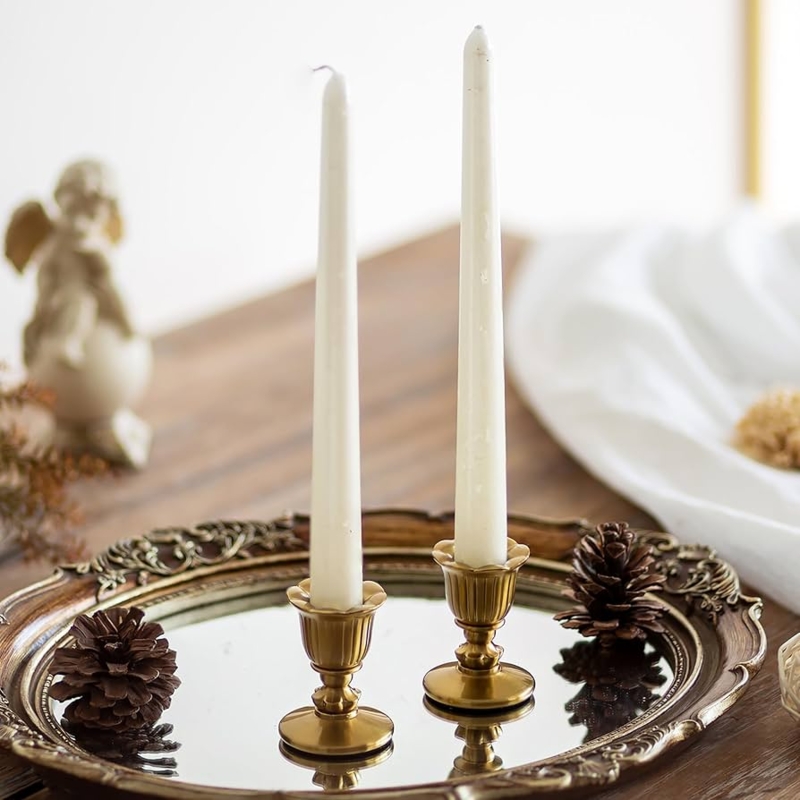 Victorian Candlestick Holder Set Vintage Tiered Base Mantel Decor