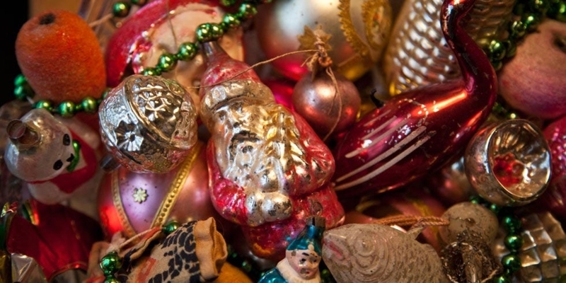 Vintage Mercury Glass Christmas Ornaments, Indented Jewel Tone Set