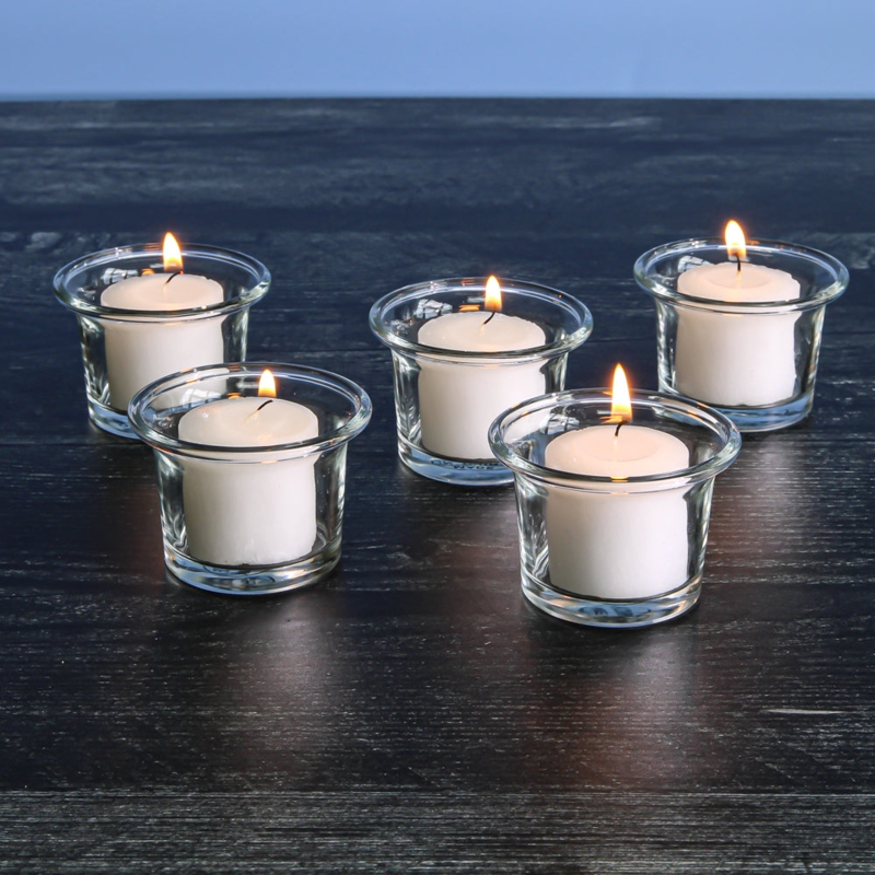 Votive Candle Holder Clear Glass Flared Rim Thick Base Bulk Wedding Decor
