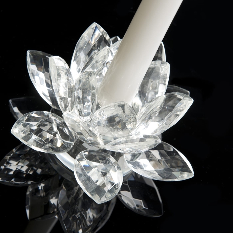 Votive Candle Holder Crystal Lotus Flower Shape Multi-Layered Petals