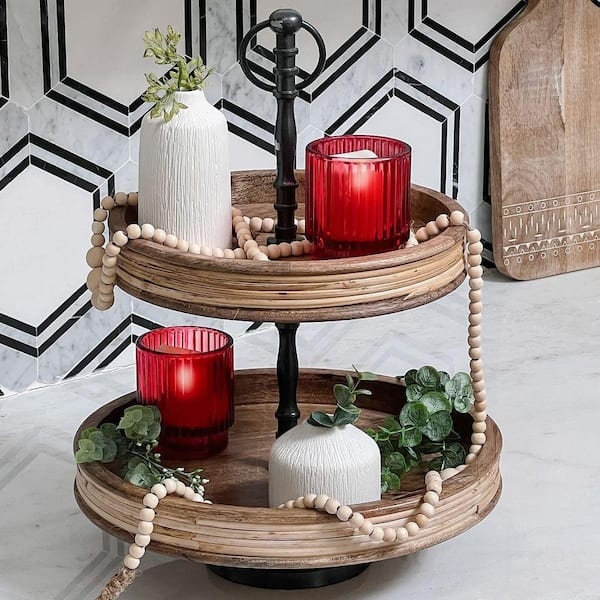 Votive Candle Holder Set Hobnail Pattern Red Glass Textured Boho