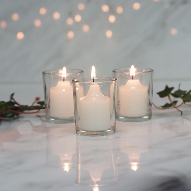 Votive Candle Holder Straight Walls Clear Glass Minimalist Centerpiece
