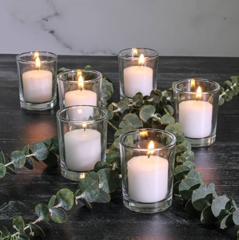 Votive Candle Holder Weighted Base Clear Glass Minimalist Tabletop Decor