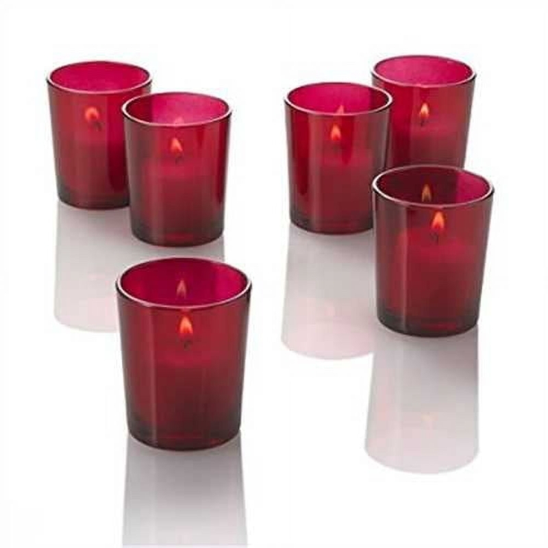 Votive Candle Holders, Set of 12 Red Glass Festive Decor