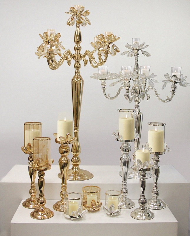Votive Holder Gold Geometric Wireframe Filled with Crystal Beads Luxe