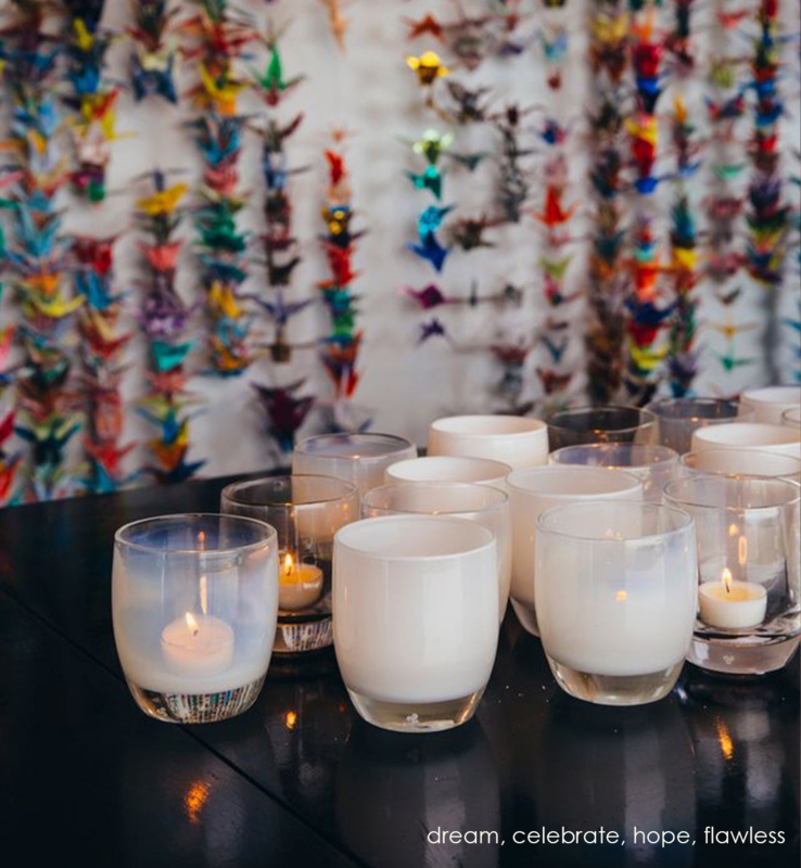 Votive Holder Hand Blown Soft White Glass Round Artisanal