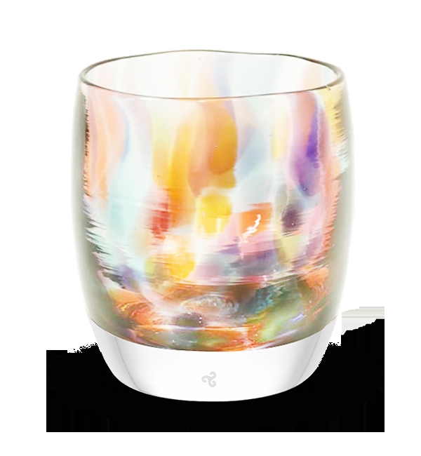 Votive Holder Marbled Glass Cobalt Blue Swirl Hand-Blown