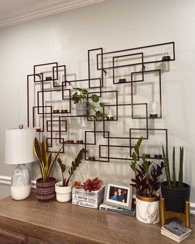 Wall Candle Holder, Interlocking Geometric Circles, Bronze Finish