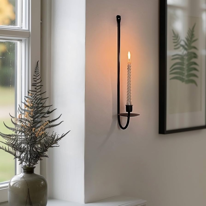 Wall Candle Sconce, Slender Matte Frame, Modern Farmhouse Decor