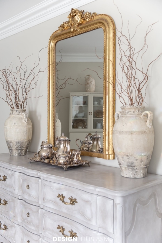 Wall Mirror: Antique Gilded Finish with Elaborate Scrollwork