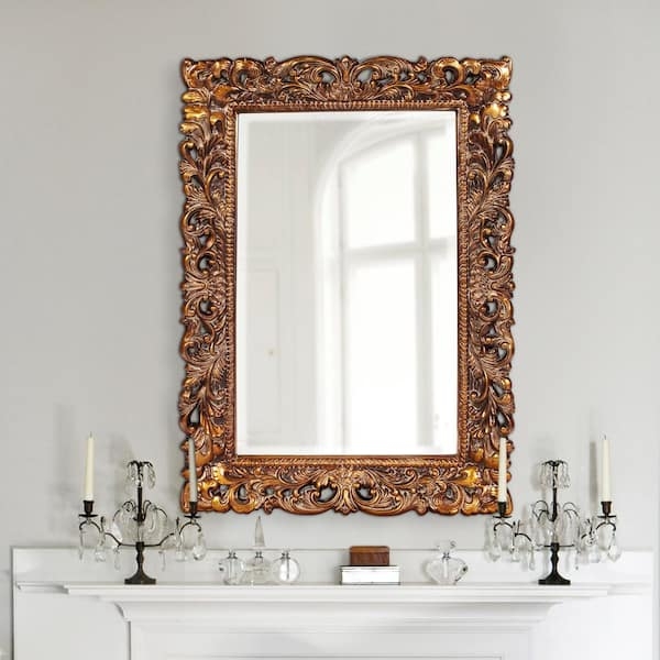 Wall Mirror Antique Gold Leaf Wide Profiled Frame Large Rectangle Traditional