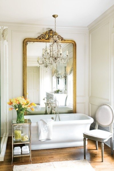 Wall Mirror: Arched Distressed Cream Painted Finish, French Cottage