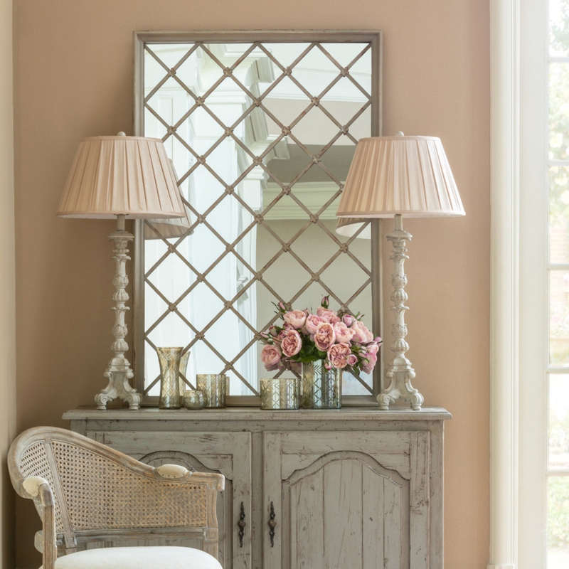 Wall Mirror: Arched Metal Frame with Fleur-de-Lis Motif