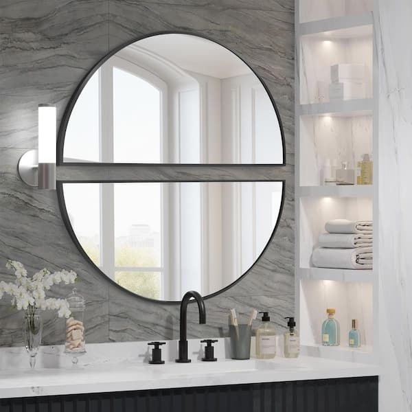 Wall Mirror Arched Silhouette Thin Frame Matte Finish Symmetrical