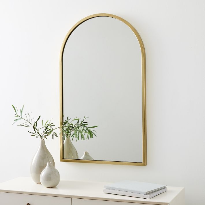 Wall Mirror Arched Top Minimalist Black Frame Large Scale Entryway Console
