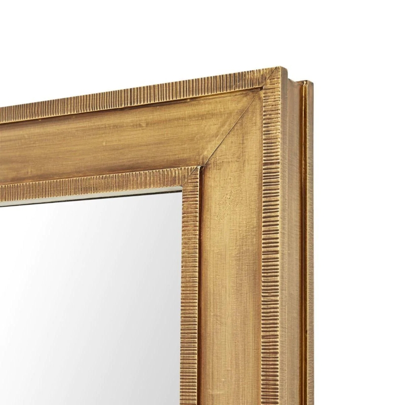 Wall Mirror Arched Top Slim Frame Antique Brass Finish Large Scale Transitional