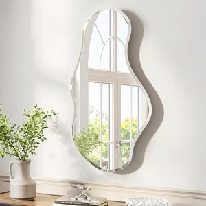 Wall Mirror Asymmetric Shape Wavy Edge Frameless Beveled Organic