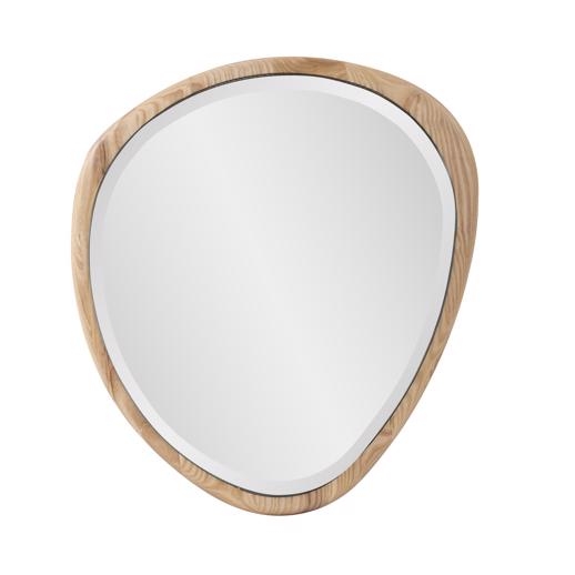 Wall Mirror Asymmetrical Frame Organic Wood Toned Matte