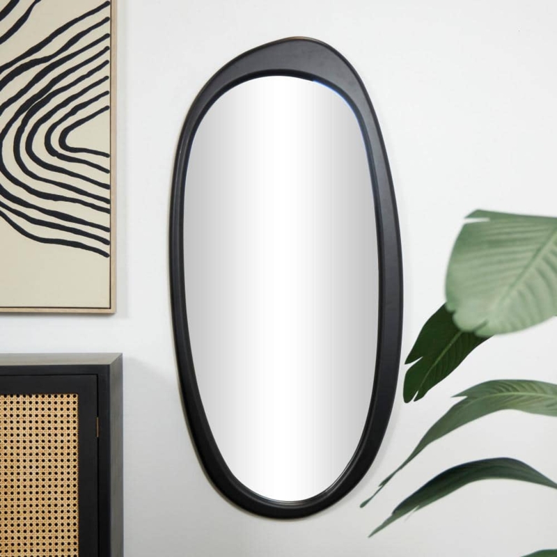 Wall Mirror Asymmetrical Frameless Oval, Organic Shape Entryway Decor