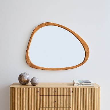 Wall Mirror Asymmetrical Organic Shape Pebble Silhouette Mid-Century
