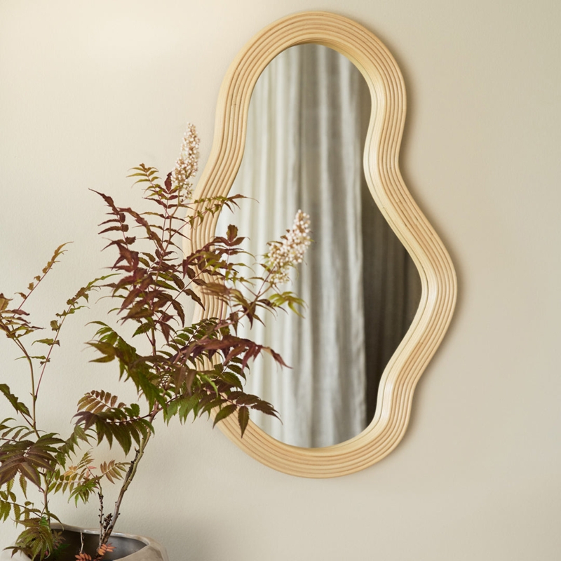 Wall Mirror: Asymmetrical Pond Shape Thin Brass Modern