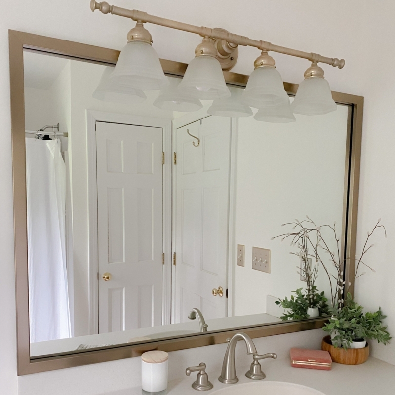 Wall Mirror Champagne Wide Moulding, Transitional Bathroom.