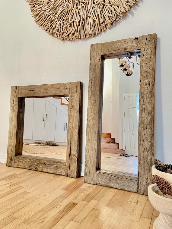 Wall Mirror Chunky Frame Reclaimed Material Rustic Reclaimed Wood Mirror