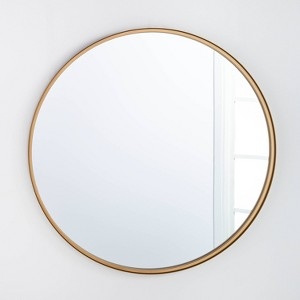 Wall Mirror Circular Silhouette Thin Brass Frame Satin Finish Large Scale