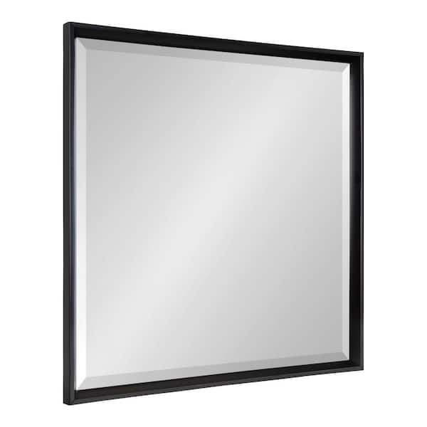 Wall Mirror Contemporary Beveled Edge Matte Black Finish