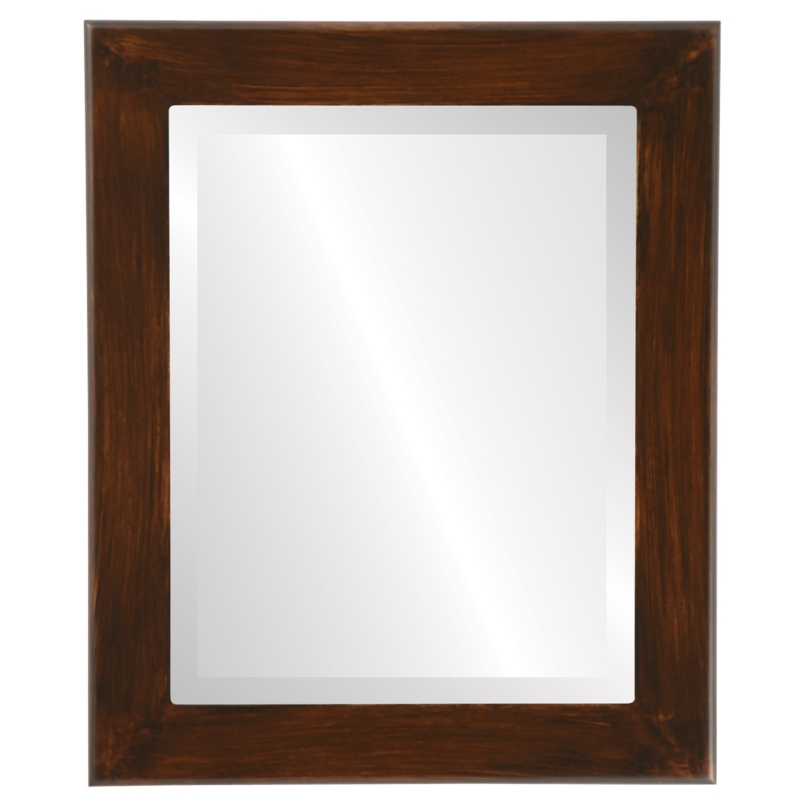 Wall Mirror Contemporary Espresso Rectangular Beveled Inner Frame