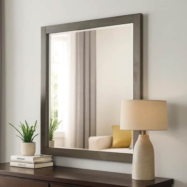 Wall Mirror, Contemporary Wood Dresser, Horizontal Grain