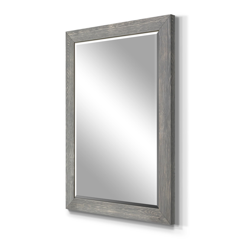 Wall Mirror, Distressed Barnwood, Wide Rectangular Frame