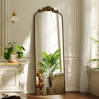 Wall Mirror: Distressed Silver Finish Antique Style Arched Crowned Crest