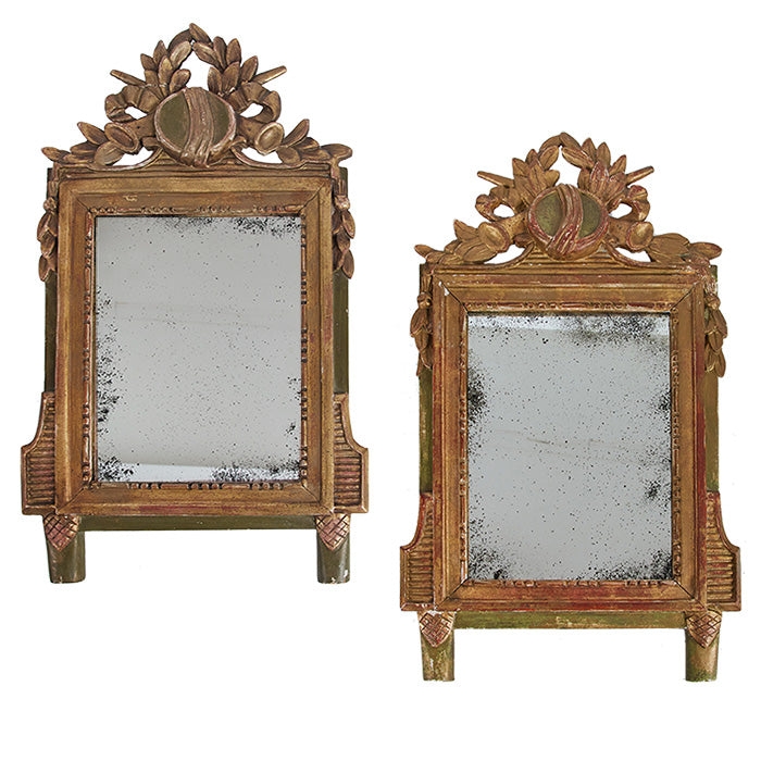 Wall Mirror Elaborate Crest Arched Silhouette Distressed Gilt French